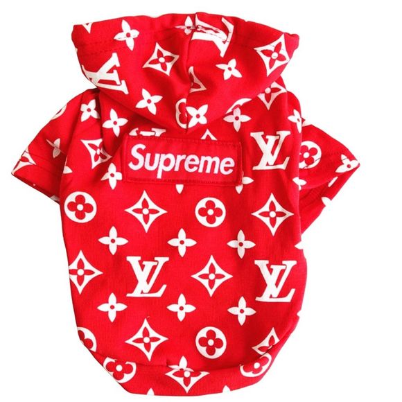 Supreme Dog Supreme X Louis Vuitton Ll Red Monogram Hoodie Xs